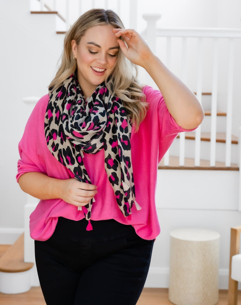Animal Print Scarf - Hot Pink