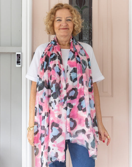 Summer Print Scarf - Pink Leopard