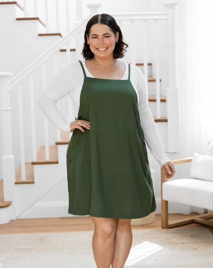 Rayon Pinafore - Olive