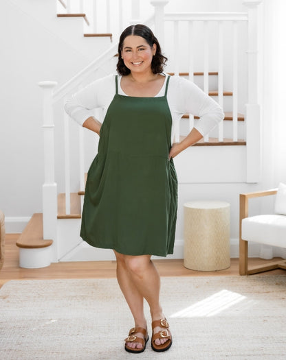 Rayon Pinafore - Olive