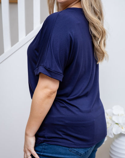 Roll Sleeve Tee - Navy