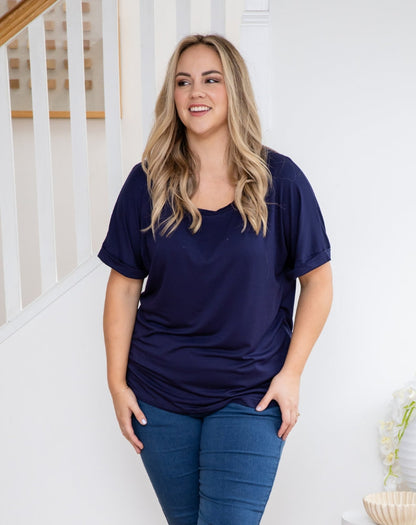 Roll Sleeve Tee - Navy