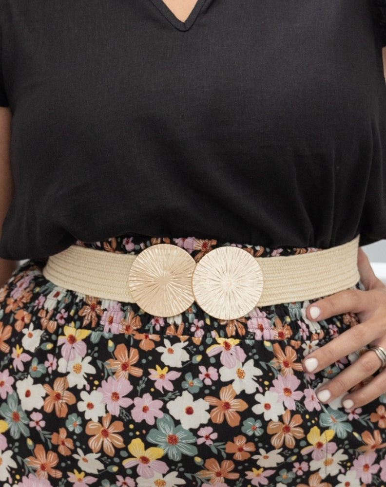 Natural Gold Wide Stretch Belt