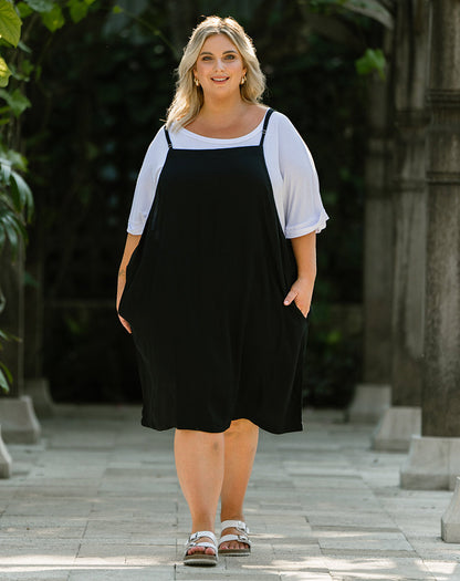 Rayon Pinafore -Black