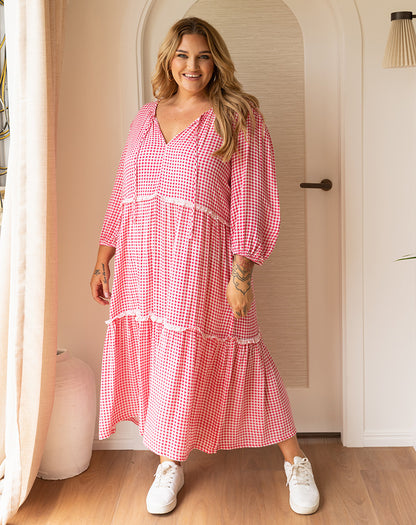 Lily Maxi - Pink Gingham