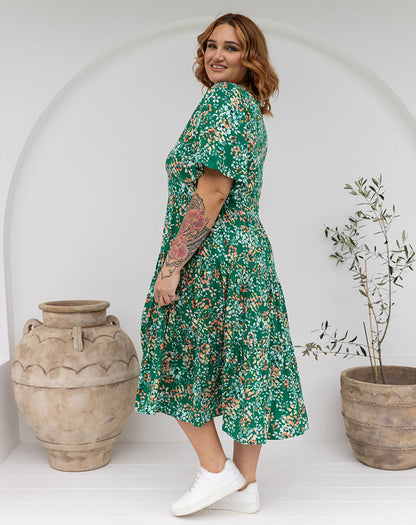 Rebecca Dress - Green/Floral