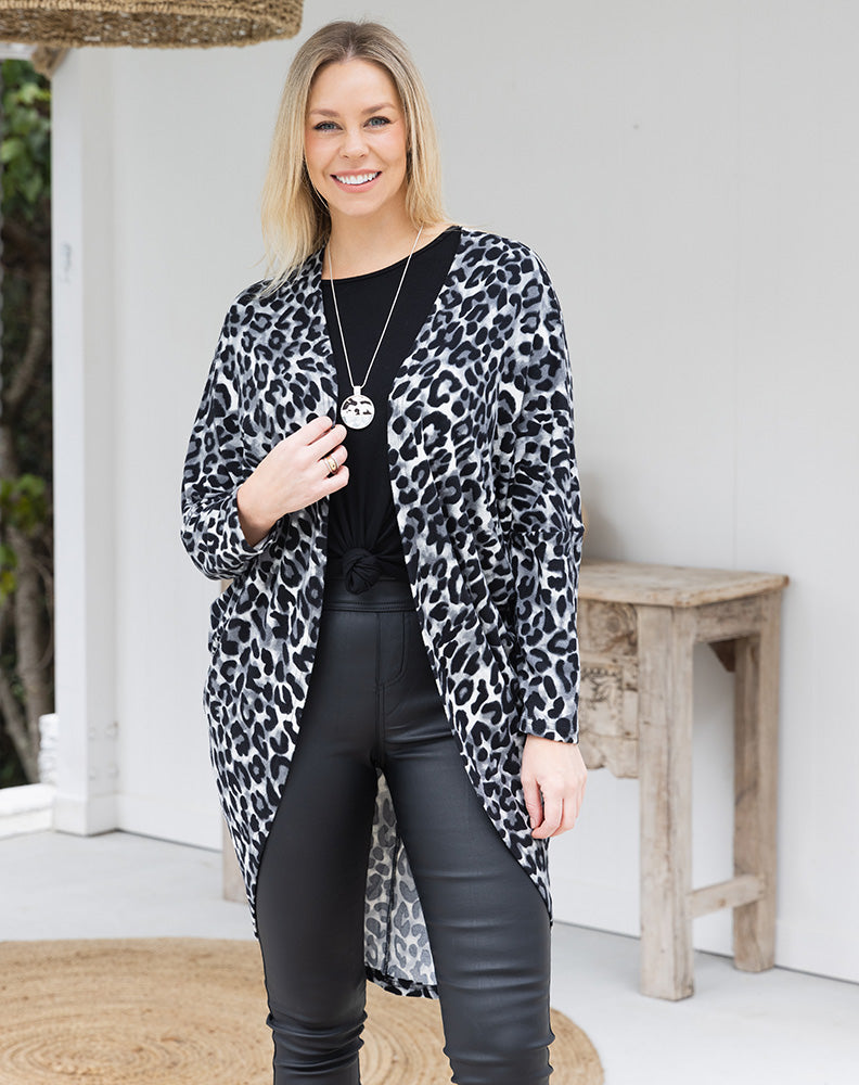 Circle Cardi - Grey/Animal