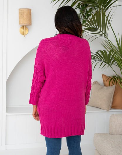 Cable Cardi - Fuschia