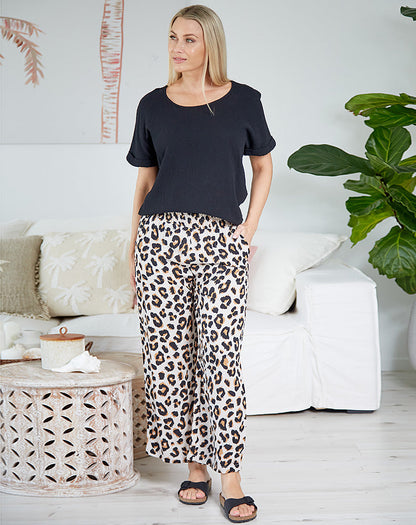 Peaced Out Pant - Cream/Leopard