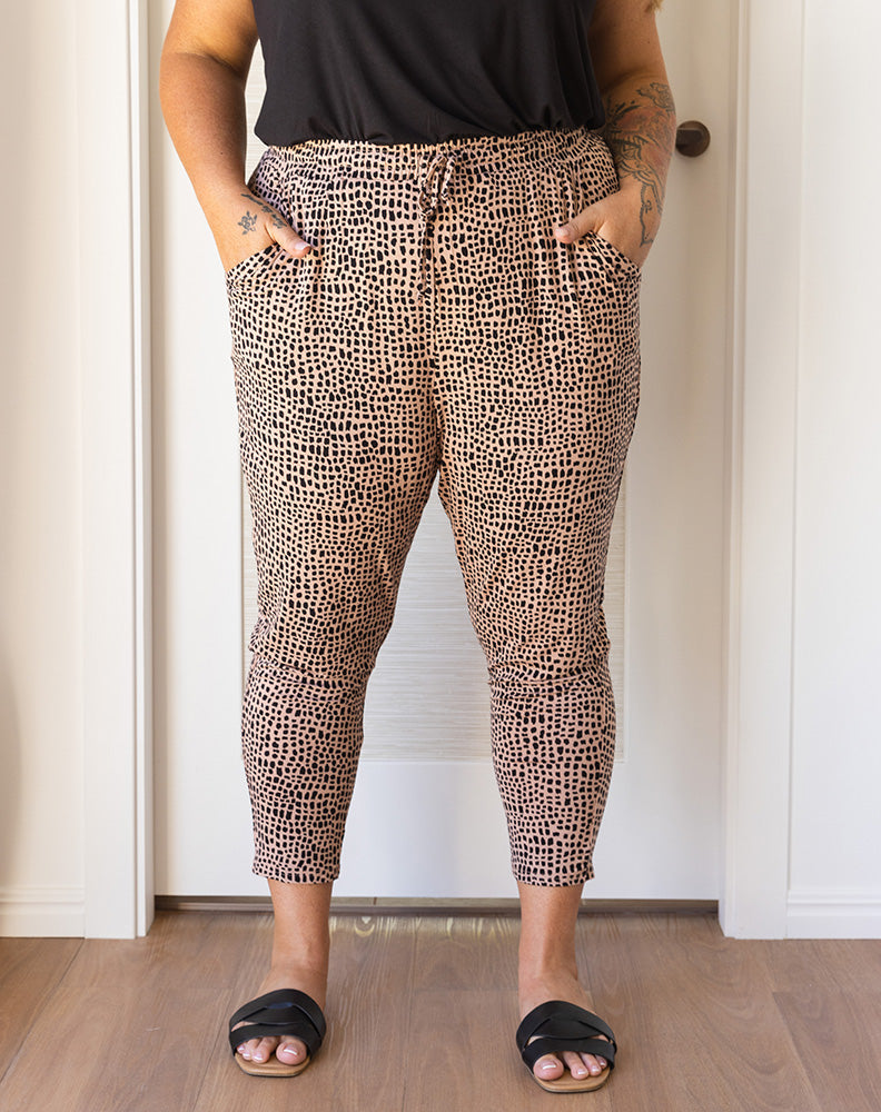 Slouch Pant - Tan/Black Spot