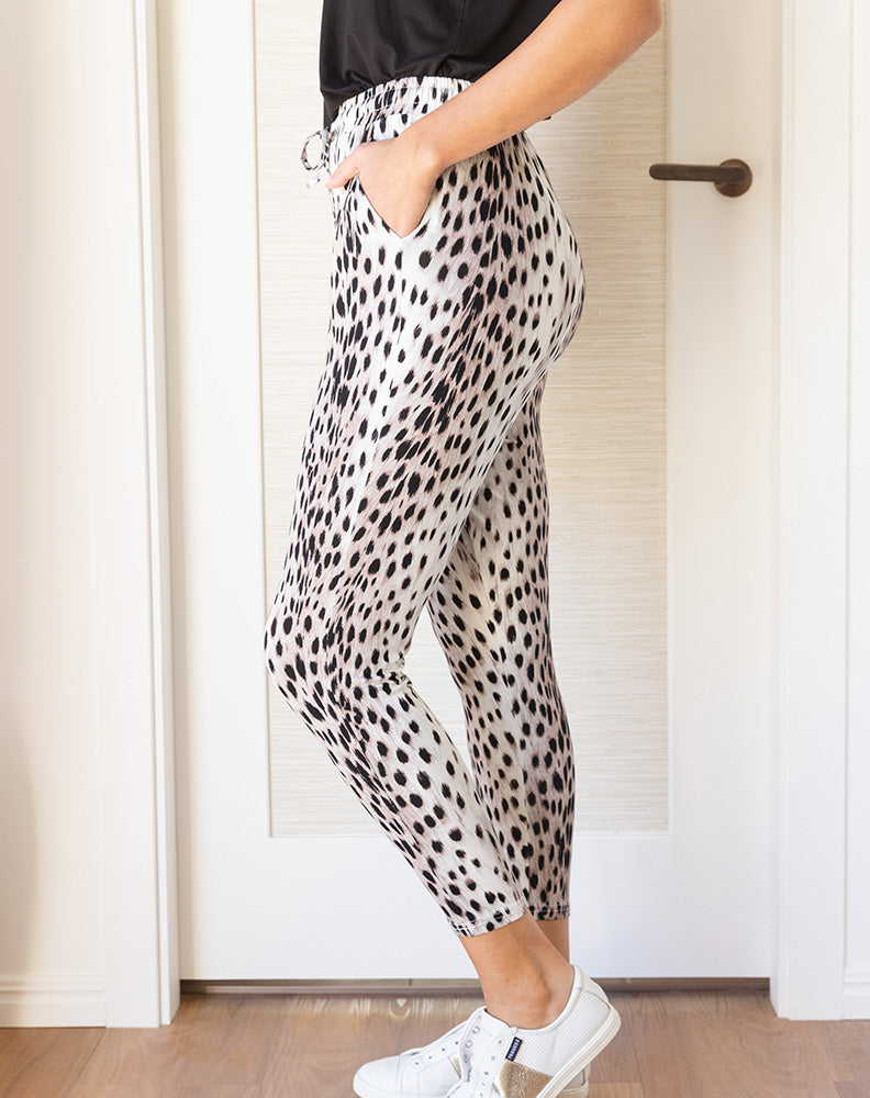 Slouch Pant - White Animal