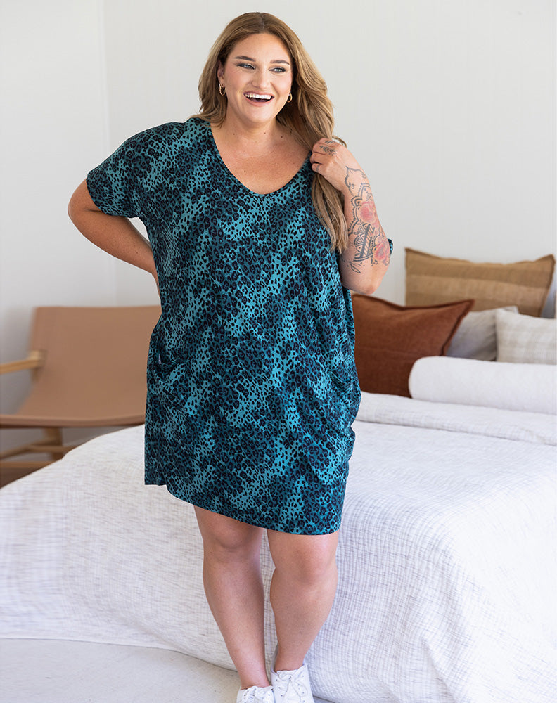 Jersey Shift Dress - Emerald