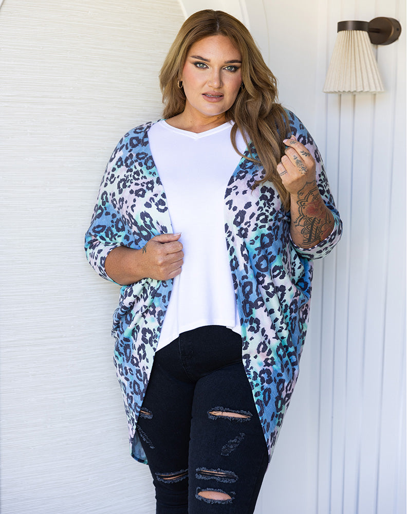 Festival Shrug - Blue/Leopard