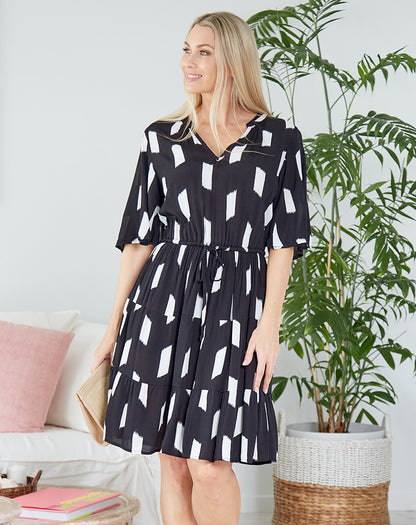 Chloe Dress - Black/White