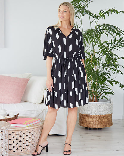 Chloe Dress - Black/White