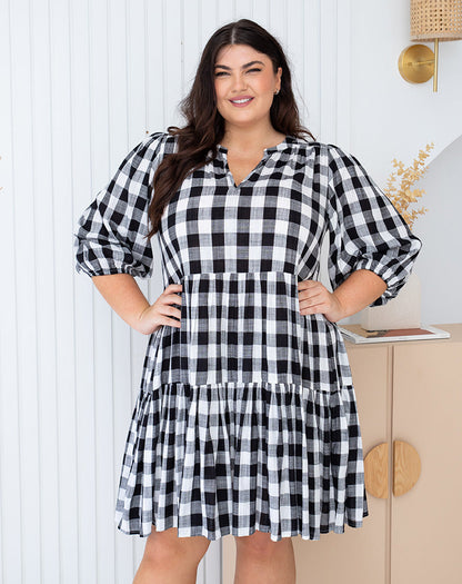 Alicia Dress - Black/Off White