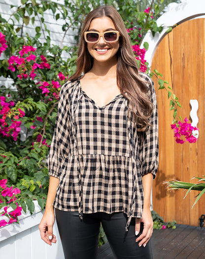 Amber Top - Black/Tan