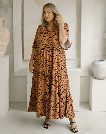 Stella Dress - Tan/Spot