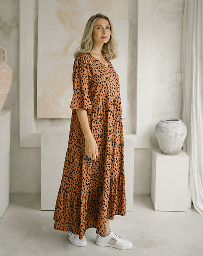 Stella Dress - Tan/Spot