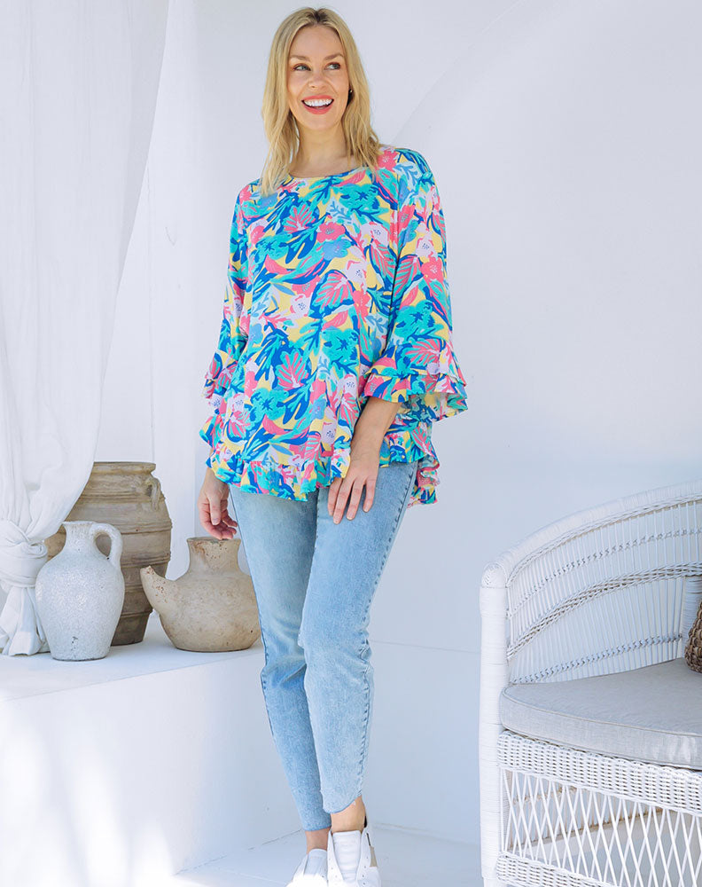 Felicity Top - Aqua/Floral
