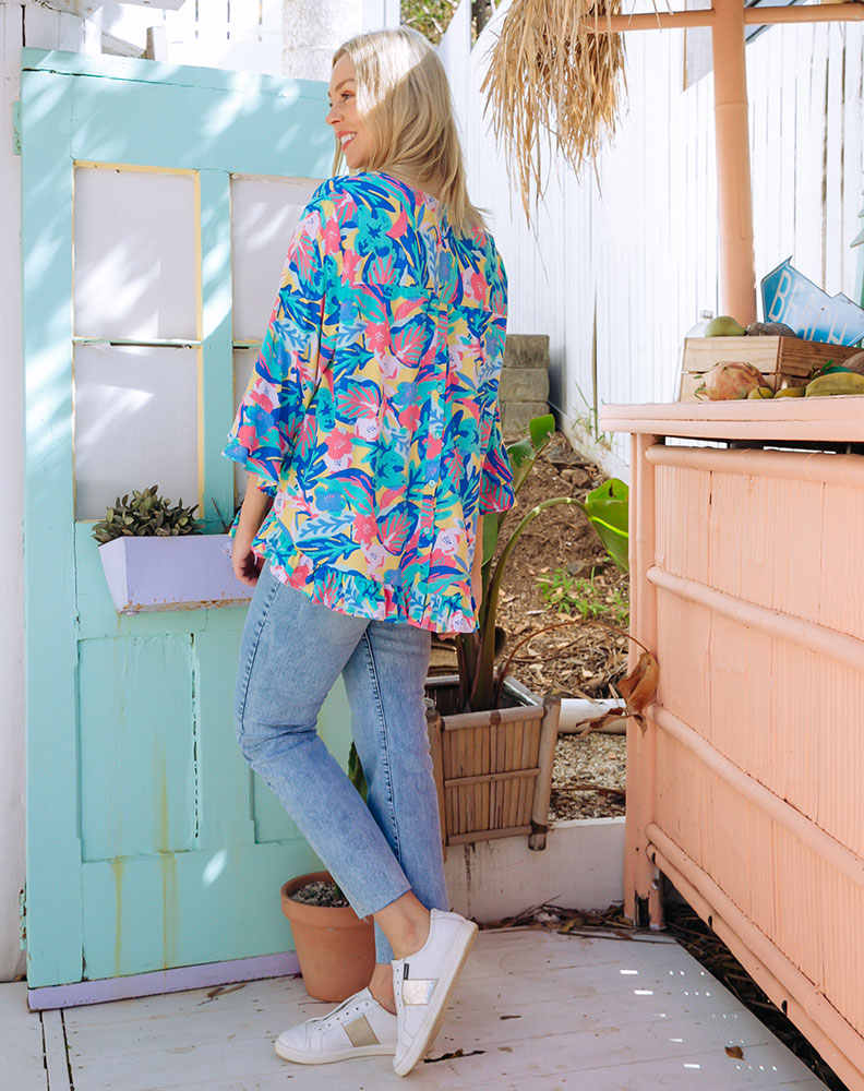 Felicity Top - Aqua/Floral