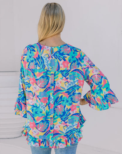Felicity Top - Aqua/Floral