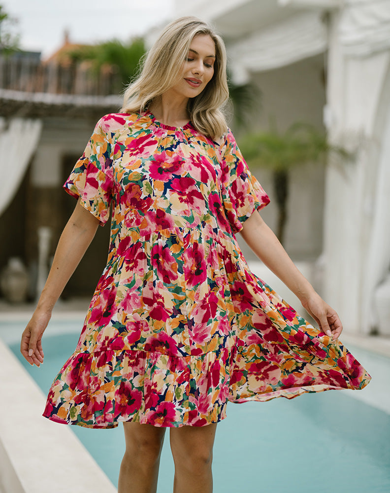 Lily Frill Dress - Multi Floral
