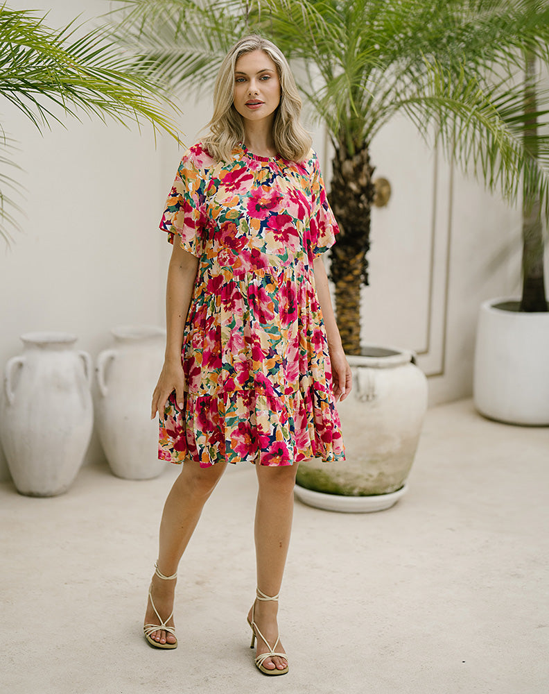 Lily Frill Dress - Multi Floral