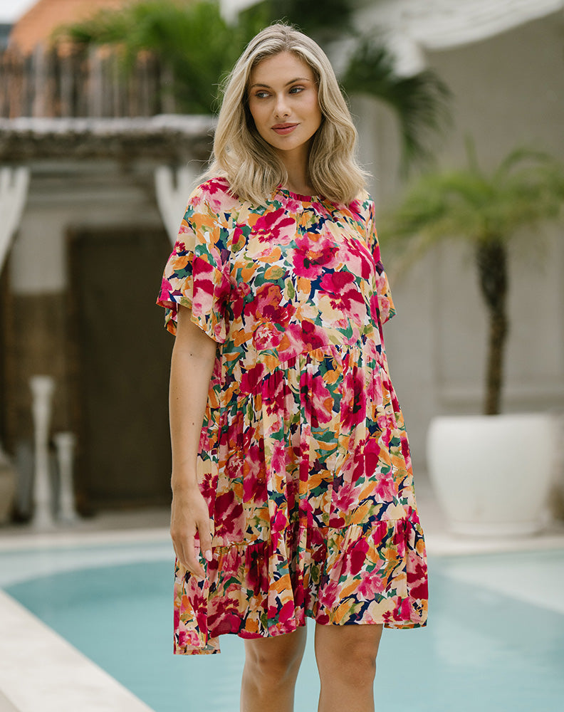 Lily Frill Dress - Multi Floral