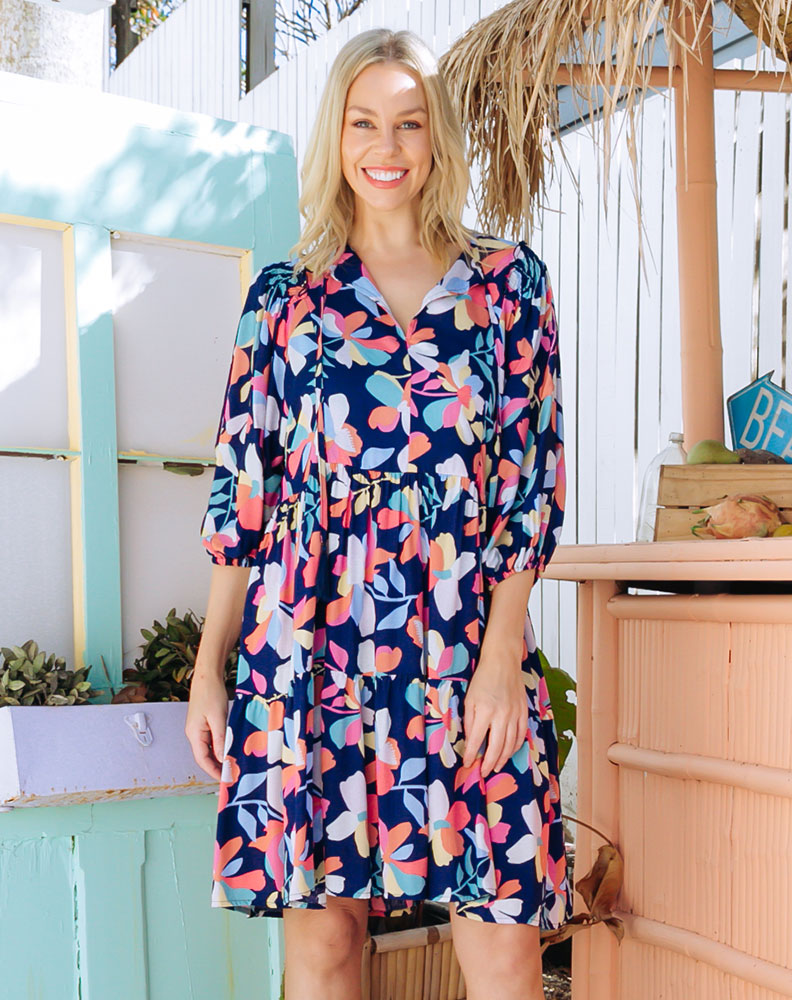 Polly Dress - Navy Floral