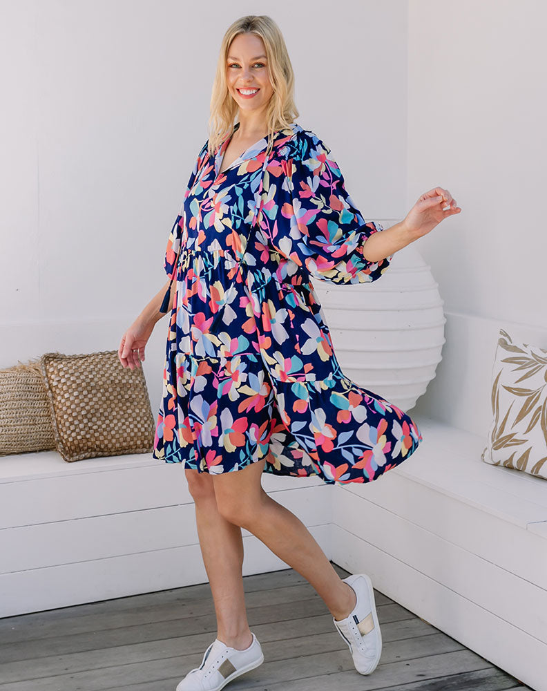 Polly Dress - Navy Floral