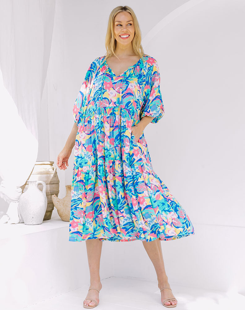 Jacinta Dress - Aqua/Floral