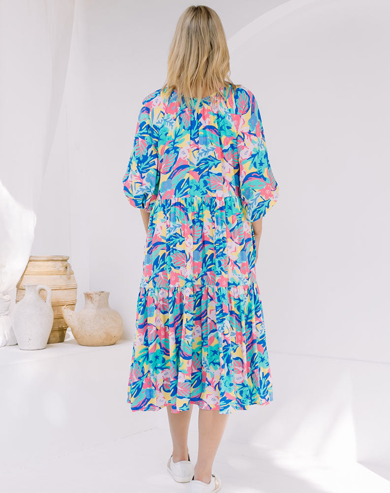 Jacinta Dress - Aqua/Floral