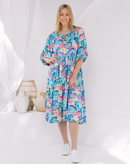 Jacinta Dress - Aqua/Floral