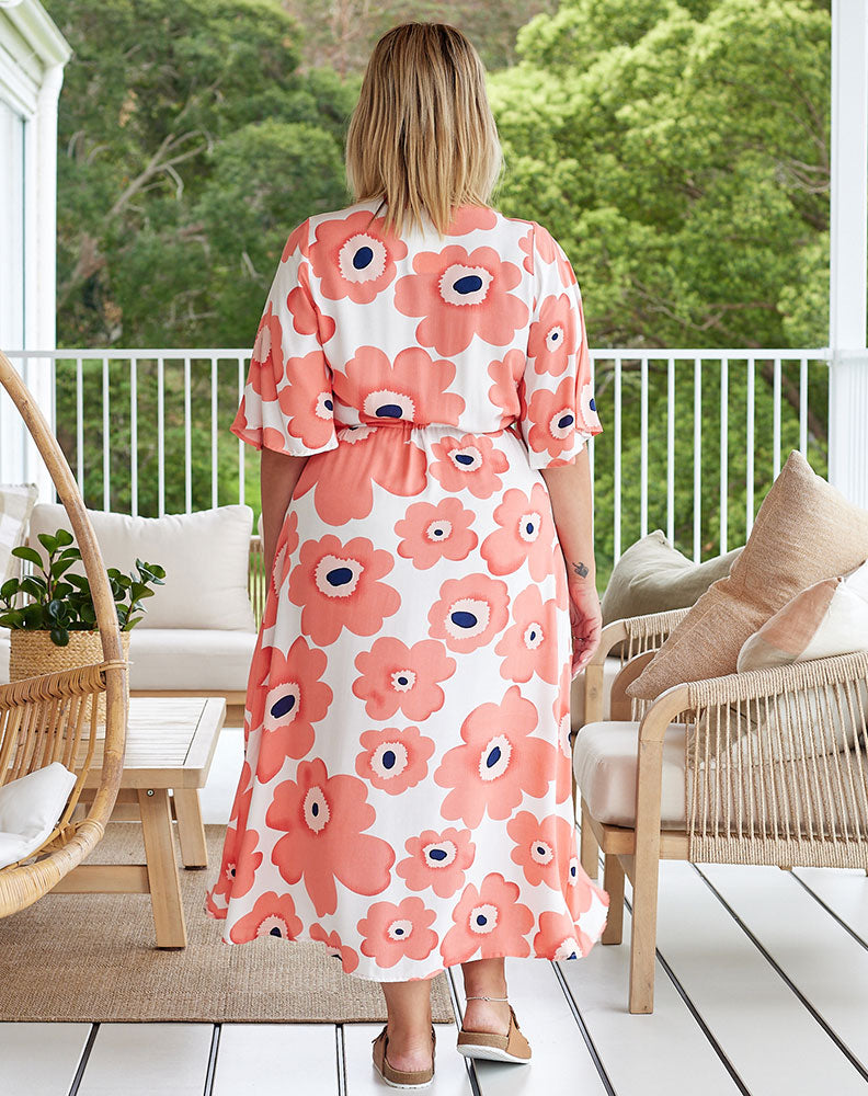 Debby Dress - Peach/Floral