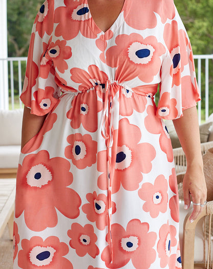 Debby Dress - Peach/Floral