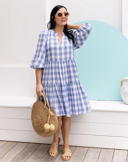 Alicia Dress - Blue/White
