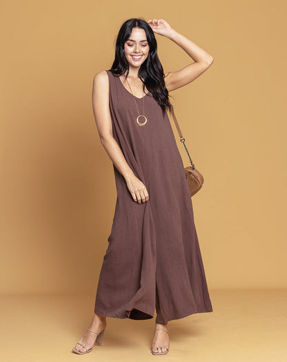 Sophia Jumpsuit With Zip - Raisin
