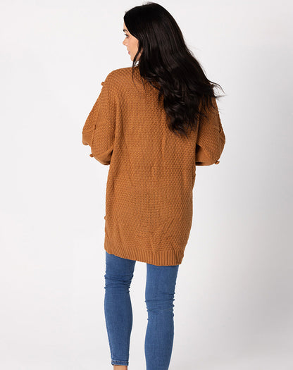 Jacquard Cardi - Tan