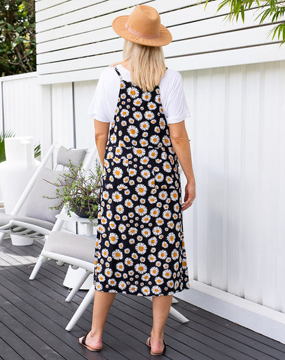 Apron Dress -Black Daisy