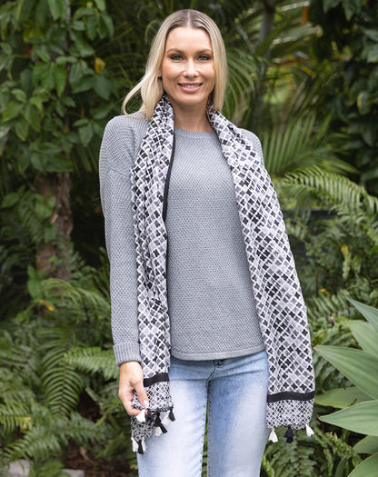 Scarf - Black and White Cross