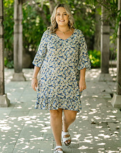 Shift Dress - Navy/Daisy