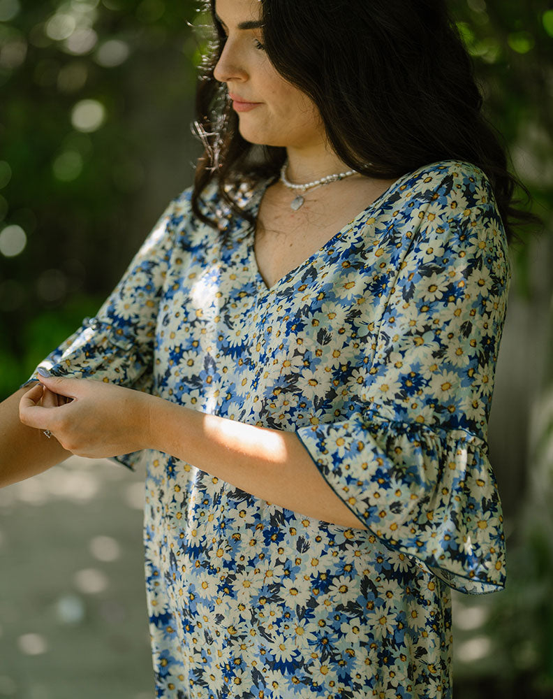 Shift Dress - Navy/Daisy