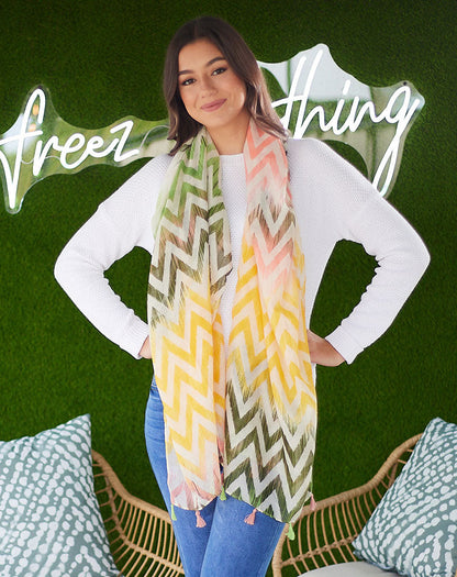 Bright Zig Zag Print Scarf