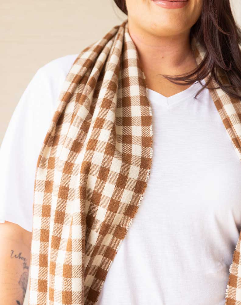 Check Scarf - Brown