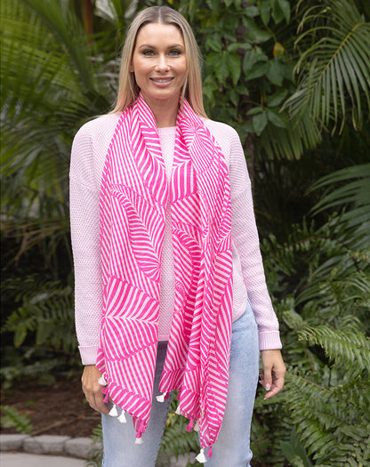 Scarf - Hot Pink Tassel