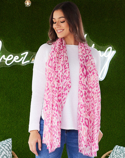 Pink Gold Print Scarf