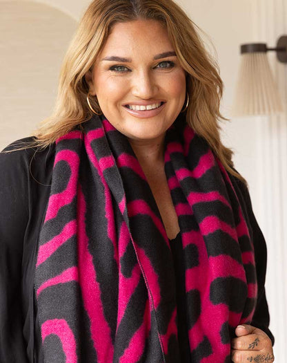 Stripe Scarf - Hot Pink/Black