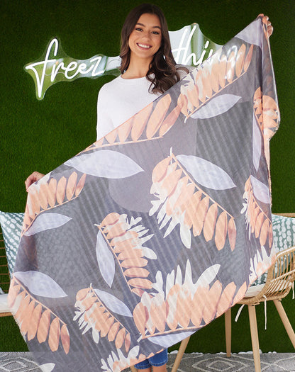 Tangerine Leaf Print Scarf