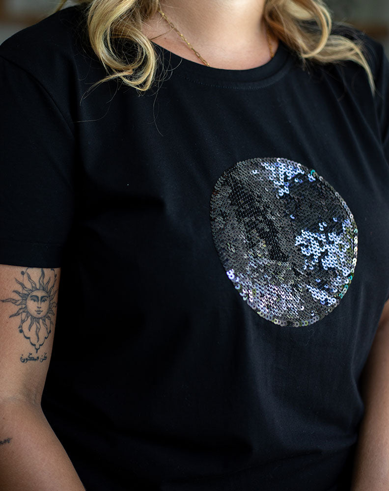 Circle Sequin Tee - Black